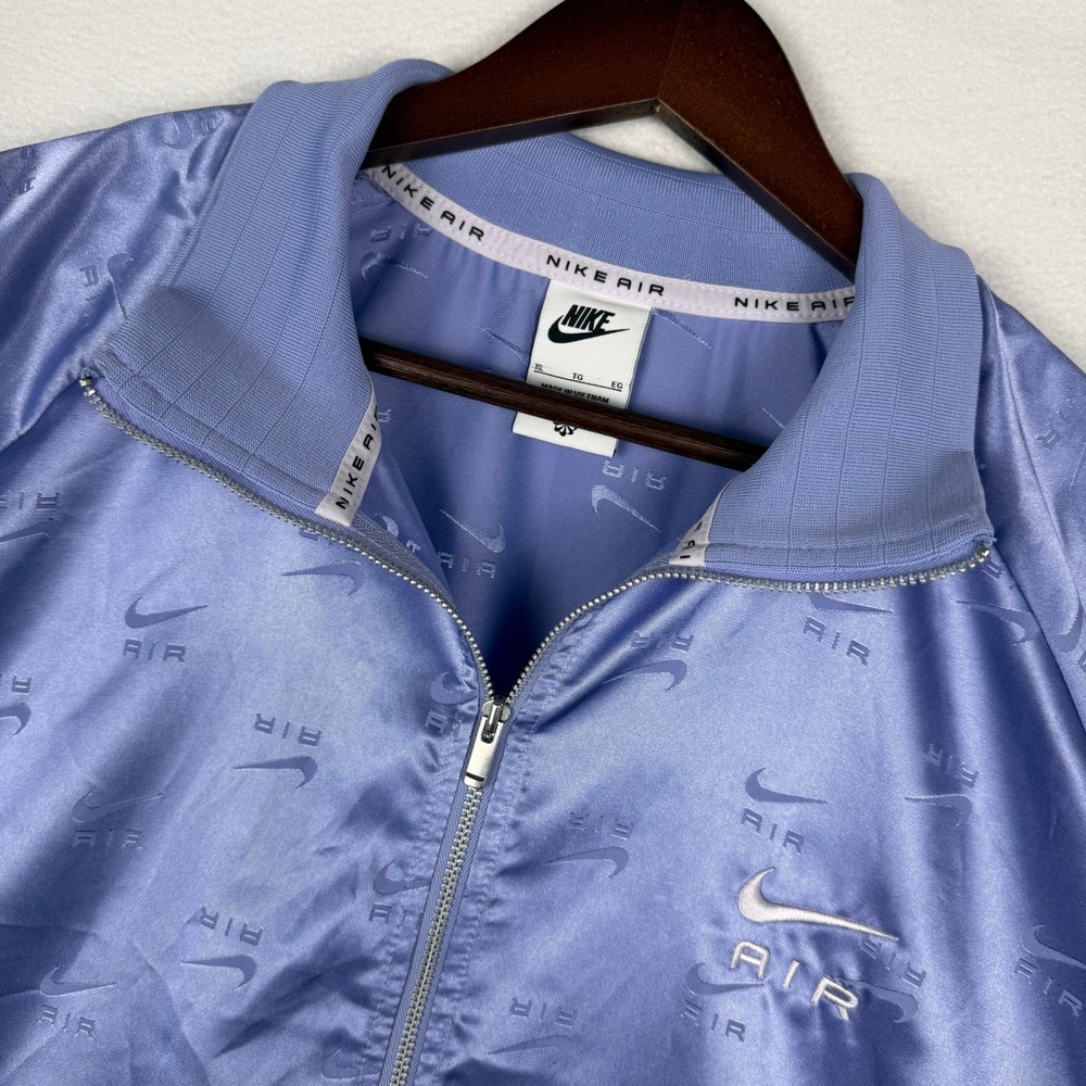 Nike Air Womens XL Satin Track Jacket Purple Periwinkle Logo Embossed DQ6575-569